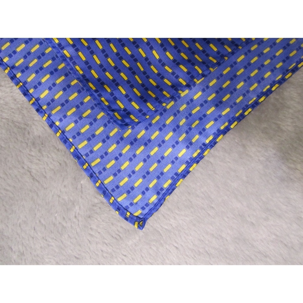 Mens Blue Yellow Geometric Dash Stripe Pocket Square Formal Suit Accessory